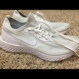 Nike Epic React Flyknit Triple White Shoes